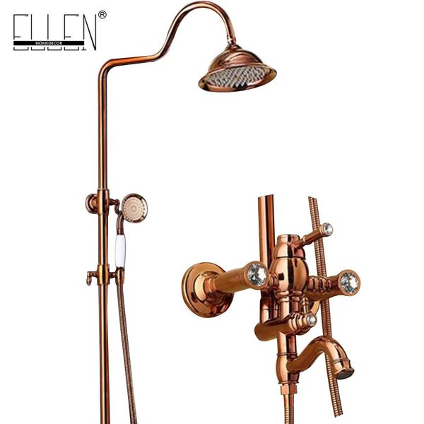 

классический роскошный pvd rose gold plate ванная комната душ дождь набор закончено luxury настенная ванна смеситель для душа медь els2002 j