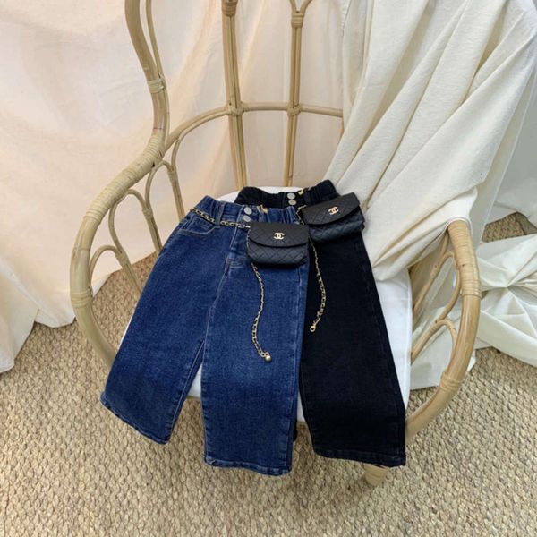 

girls' jeans autumn / winter 2020 korean straight mopping children's wide leg pants legging kids, Blue