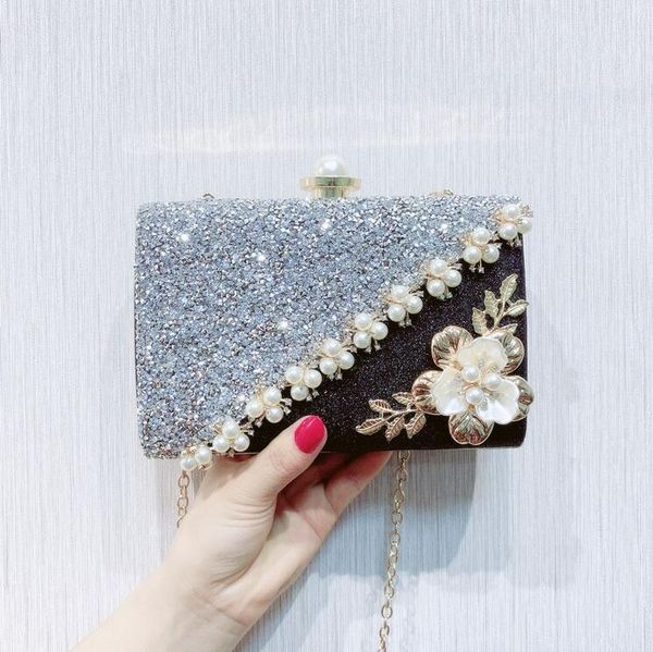 

2020 lady's black and white color matching rhinestone handbag evening bags fashion luxury solid hasp for women celebrities evening bags