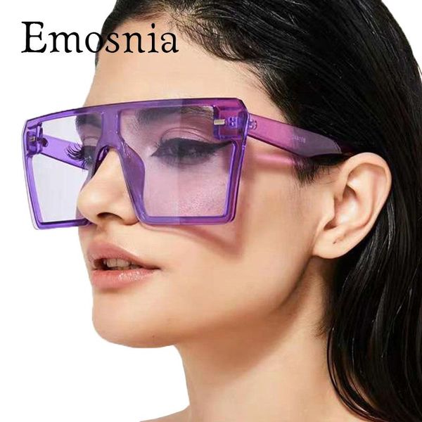 

oversize flat square sunglasses men women new candy colors brand designer shades gradient sunglasses cool uv400 high quality, White;black