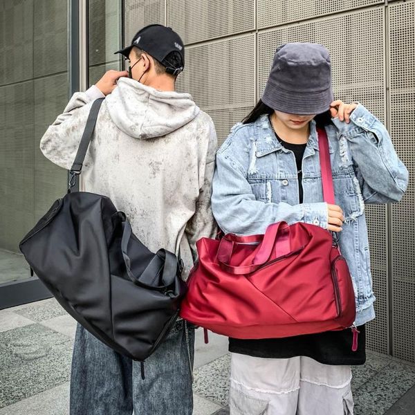 

outdoor waterproof nylon gym bags men women fitness portable yoga bag wet dry separation waterproof luggage bag travel bag#g30