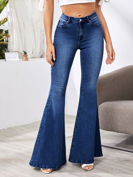 

stonewash flare leg jeans k8vk#, Blue