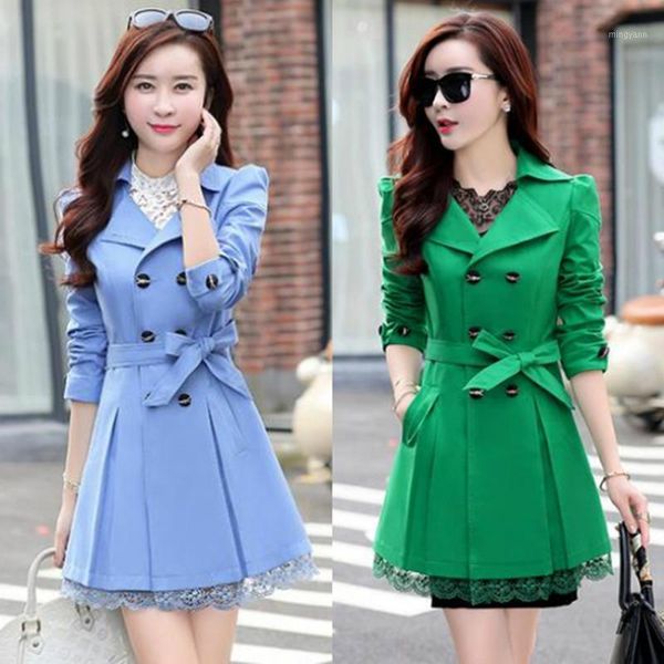 

lace coat hitz xl slim waist long section of thin female coat1, Tan;black