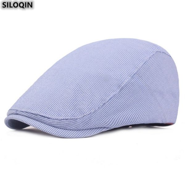 

berets siloqin spring cotton thin for men's women's elegant vintage leisure snapback caps personality tide cap summer, Blue;gray