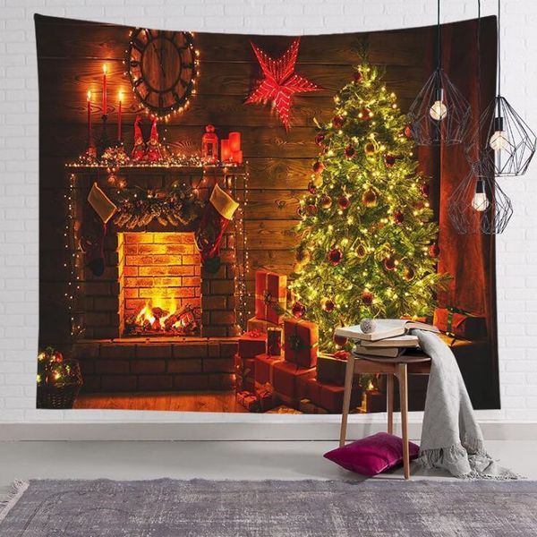 

a-christmas decoration tapestry home bedroom wall hanging cartoon santa claus print tablecloth yoga mat beach towel party backdrop gwc2898