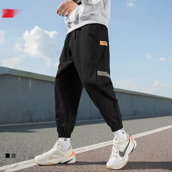 

hanlu new men's wear 2020 autumn tight casual pantsnew splicing casual pants men's label loose drawstring corset pants pxof1, Blue