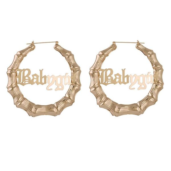 

модная и простая продажа серьга новой горячего babygirl алфавит бамбуковые серьги золото круглого, Golden;silver
