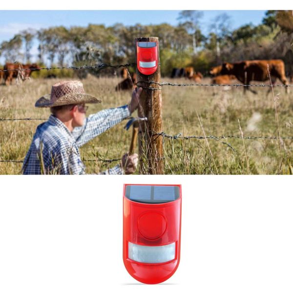

waterproof solar alarm light sound security siren light 6 led alarm warning security anti-theft flashing light sensor garden lamp 235 g2