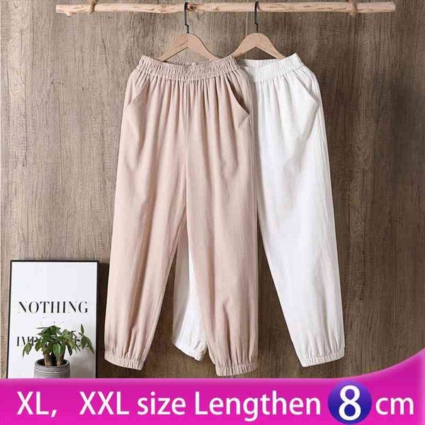 

summer autumn casual cotton linen pants women elastic waist solid basic loose womens harem pants plus size trousers, Black;white