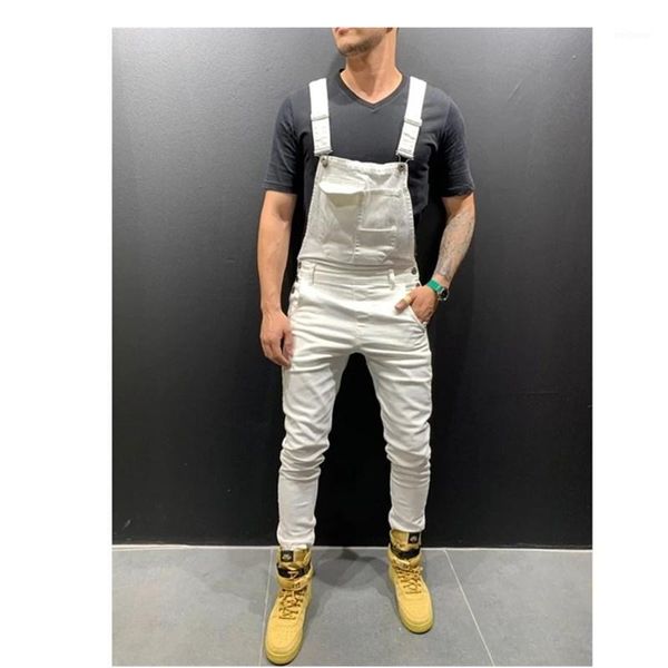 

heflashor men adjustable shoulder strap slim denim overalls bib pants jumpsuit fashion overalls joggers men suspender pants1, Blue