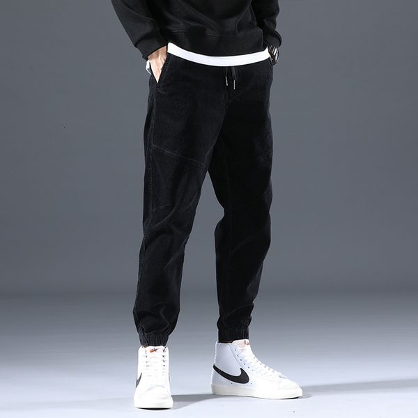 

2021 new newly fashion designer men jeans japanese vintage style casual corduroy harem pants streetwear hip hop joggers wide leg trousers wg, Blue