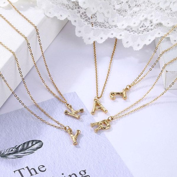 

pendant necklaces en women gold alloy 26 letters alphabet a-z minimalist initial necklace fashion twist chain neck jewelry, Silver