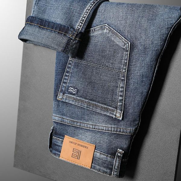 

men's jeans 2021 arrival men fashion elasticity comfortable slim male cotton denim trousers, Blue