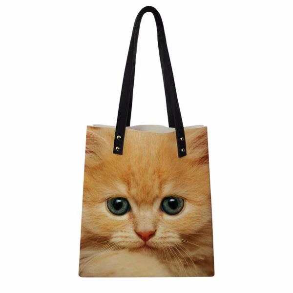 

customized lovely cat printed women pu leather bag ladies worker handbag portable shopping bag for girl with small wallets