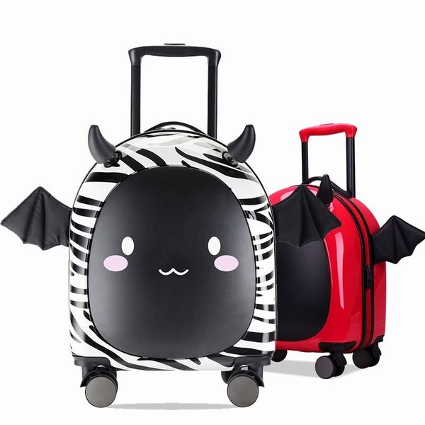 

brand children rolling luggage wheels travel bag cute cartoon trolley case carry on student kid suitcase lj201118