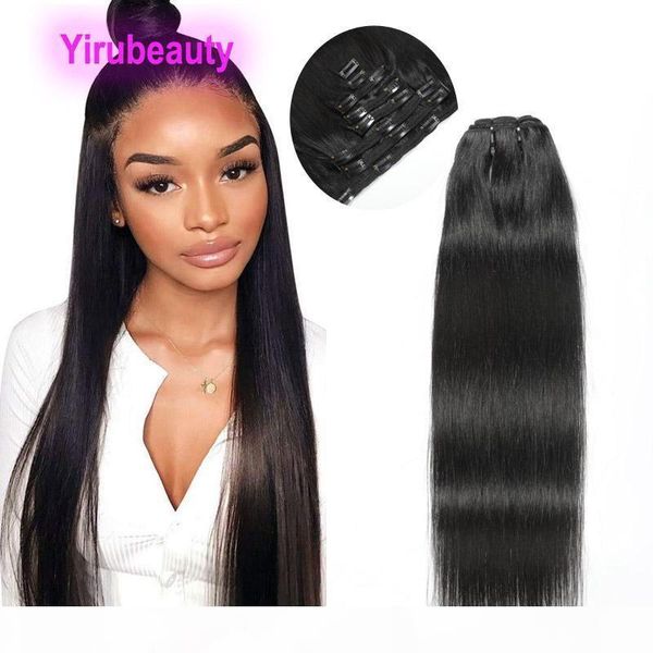 

peruvian human hair silky straight clip in hair extensions 120g yirubeauty 8-24 inches 8pcs set, Black;brown