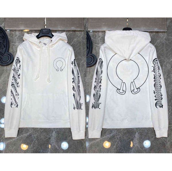 

fashion mens ch sweatshirts zipper hoodies classic designer letter horseshoe sanskrit cross print pullover hooded sweater woman loose jackts, Black