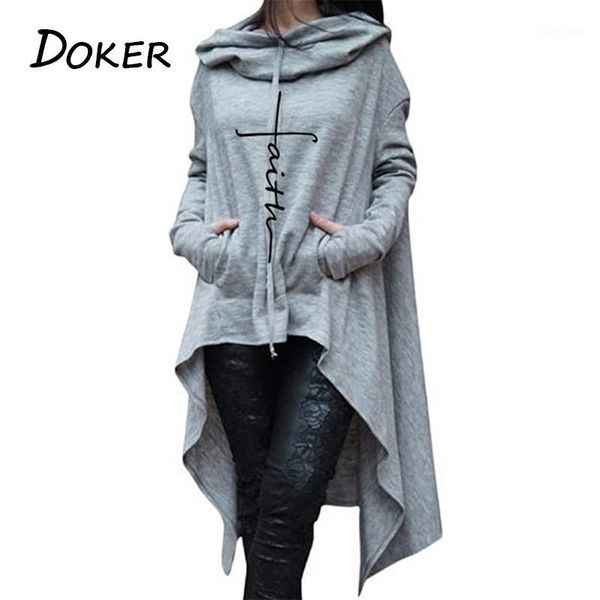 

2018 new faith long hoodies women casual letters embroidered pullovers sweatshirts hooded female loose street clothing 5xl1, Black