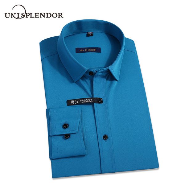 

new classic bamboo fiber men dress shirt solid color man's social shirts office wear easy care regular fit male outwears yn10227 y20010, White;black