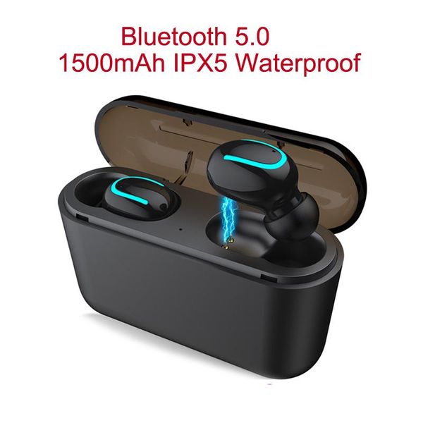 

tws q32 wireless earphones bluetooth 5.0 mini headset stereo deep bass earphone with charging box 1500 mah power bank