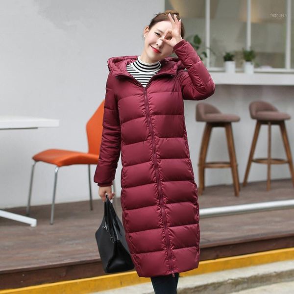 

2020 women's winter jackets 90% white duck down jacket hooded long warm woman coat abrigos mujer invierno 33660391, Black
