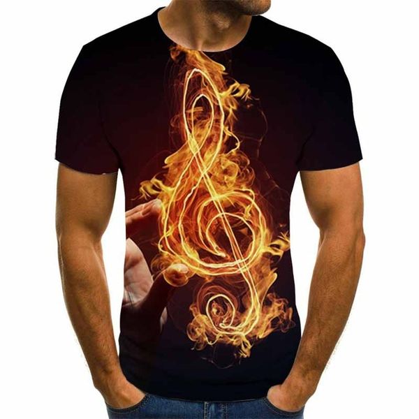 

new rock summer note 3d dj element 3d print shirts funny plus size graphic men clothing