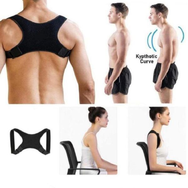 

adjustable back support body shape spine shoulder brace invisible hunchback belt posture corrector kg-440, Black;blue