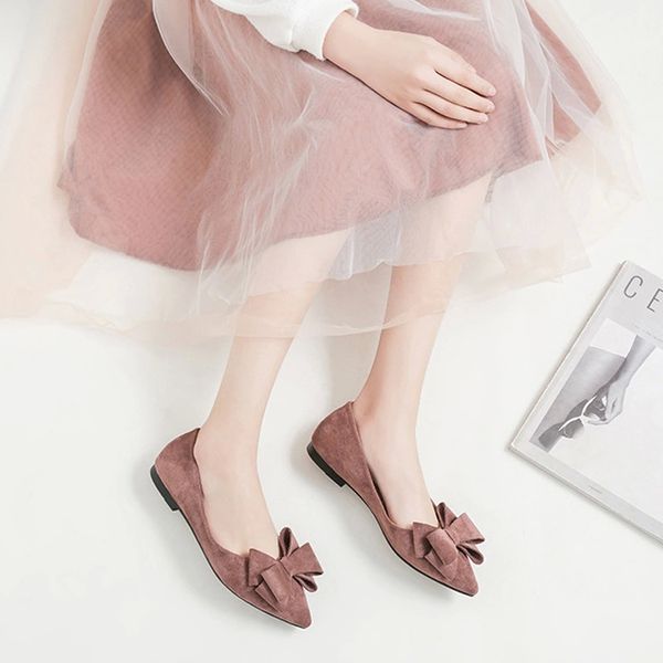 

2019 spring women flats pointed toe women shoes sweet ladies shoes plus size woman pointe a835 #km2x, Black