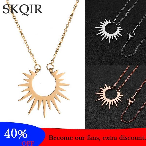 

подвеска модные персонализировать неравномерность цвет золото партии форма саншайн женщины charm подарков цепи ожерелье из нержавеющей стали, Silver