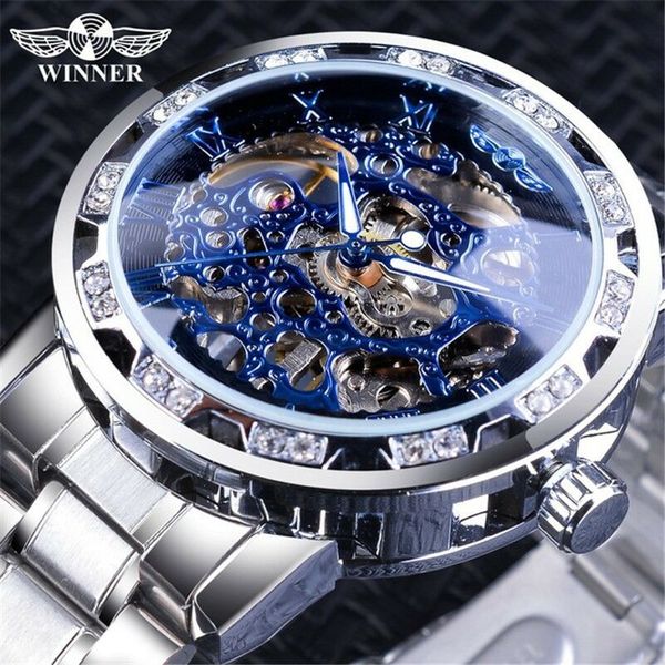 Vencedor Vencedor Mens Comércio Exterior Estilo Popular Estilo Hollow Manual de Aço Mecânica Relógio Mecânico Fábrica Direto Vendas One Piece Dropshipping Wristwa