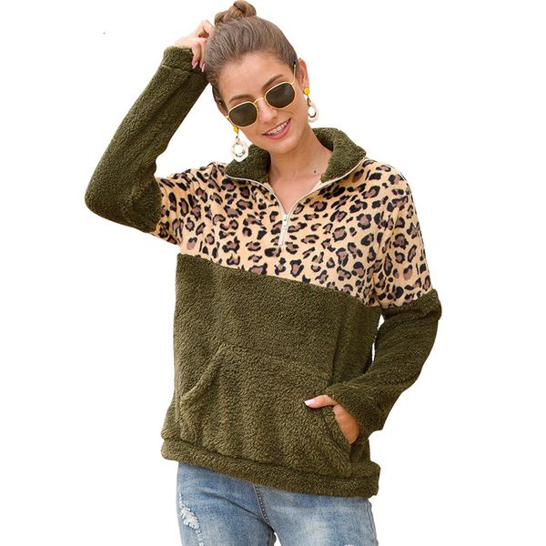

2021 new female lezzie leopard hoodies streetwear shreds fleece fur coat of plus size 2xl ladies outward winter bhj5, Black