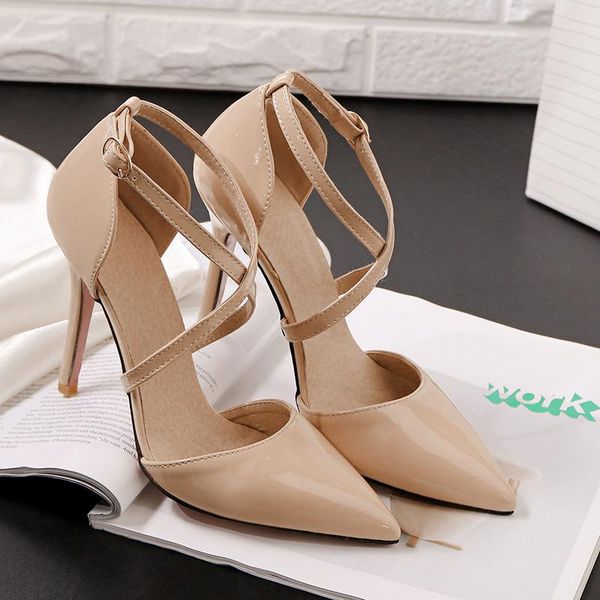 

concise elegant thin heels single shoes wild high heels large small size women's shoes party dress pumps 2020, Black