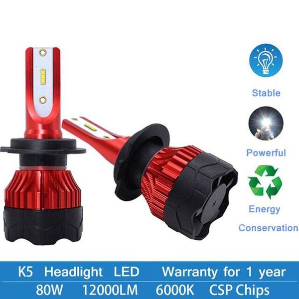 

2 pcs h4 h7 led headlight car turbo led kit 9006 9005 h1 h3 h8 h9 h11 csp chips lamp 72w 6500k 8000lm auto bulbs k5