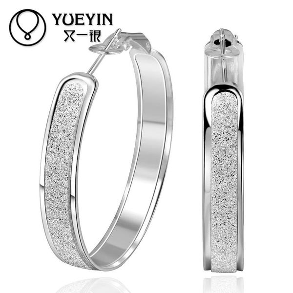 

hoop & huggie romantic classic wholesale silver plated earrings for women big round circle inaures wife bijoux, Golden;silver