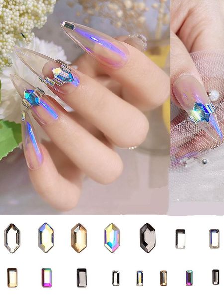 

20pcs/pack white ab nail rhinestones horse eye/waterdrop/crystal glitter nail stones diy 3d design art decorations, Silver;gold