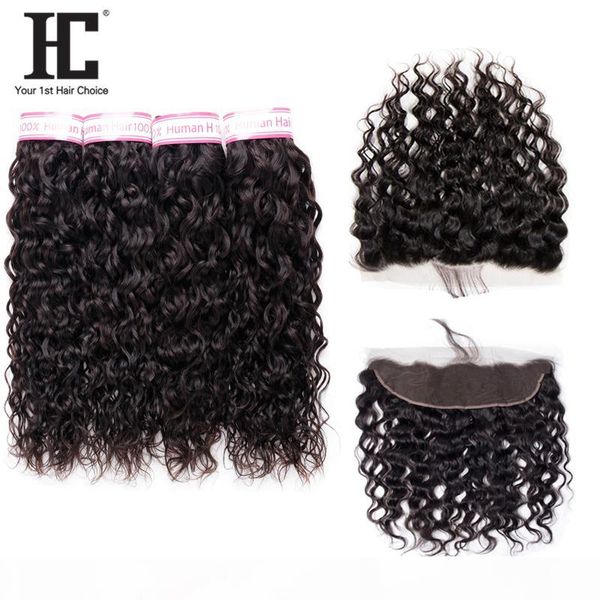 

hc hair product 100% brazilian human hair with pre plucked 13*4 lace frontal unprocessed haie extensions 4 bundles 8-28 inch 5pcs lot, Black;brown