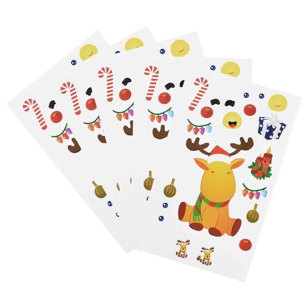 

5pcs diy christmas sticker santa claus white bear deer snowman face sticker xmas party supplies for classroom children activity jllecu