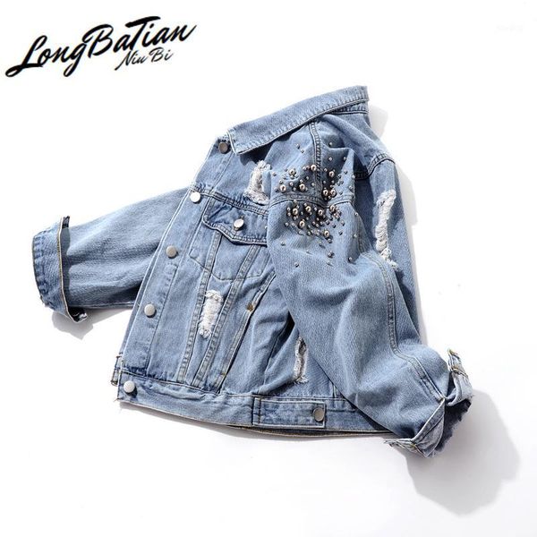 

spring new vintage beading flowers applique denim women coat outwear chaqueta mujer short slim frayed jeans jacket female1, Black;brown