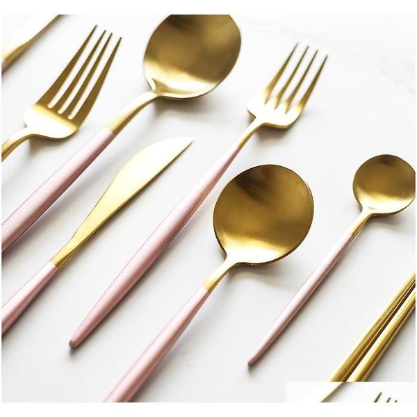 

410 stainless steel cutlery dinnerware 4pcs black gold flatware set stainless steel cutlery set knife f jllojm trustbde