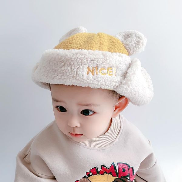 

caps & hats winter lamb wool warm children's hat super cute cartoon style ear protection lei feng blue, Yellow