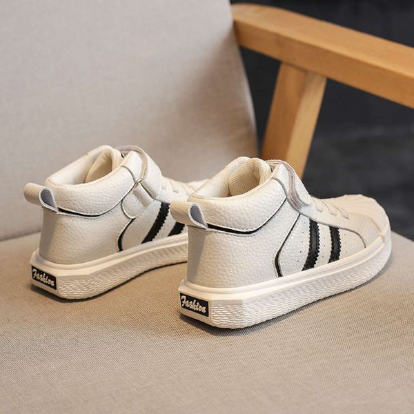 

shell head autumn and winter 2020 new leather girls' small white boys' basketball high children's sports sho, Black;red