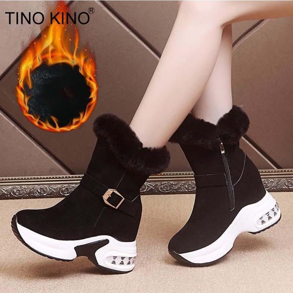 

winter shoes women snow boots fur warm plush zipper platform sneakers fashion ankle boots new casual footwear woman botas 2020, Black