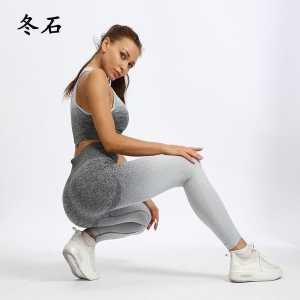 

gradient seamless yoga set suit female mesh workout clothes gym for women leggings sports bra breathable sportwear woman yoga1, White;red