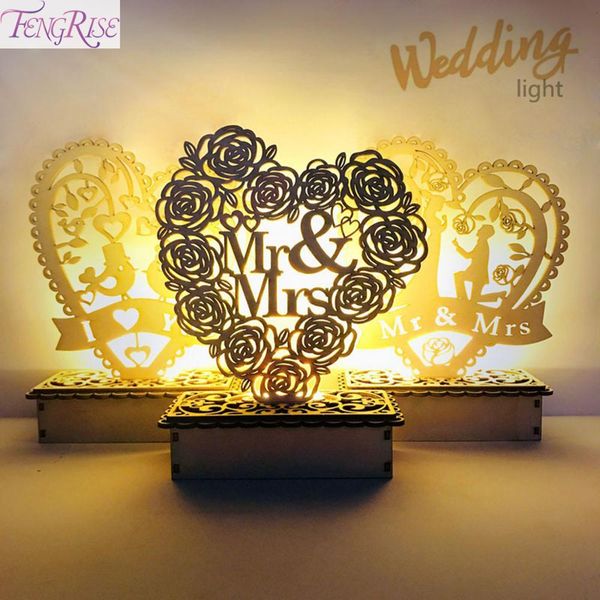 

fengrise wooden ornaments led light bridal mr&mrs table wedding party decoration favor supplies