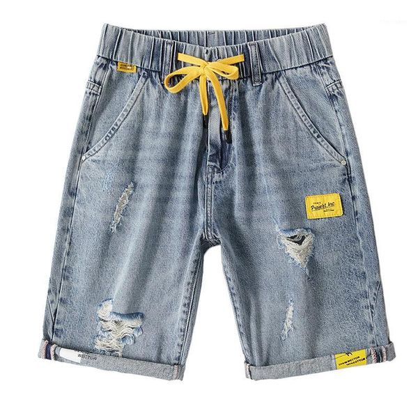 

men's jeans men's denim shorts casual straight slim plus size cotton knee length blue pants 28-421
