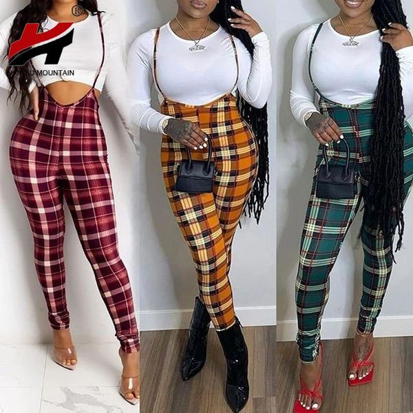 

women's pants & capris nan jiu mountain 2021 fashion plaid printed bag hip overalls casual pencil plus size, Black;white