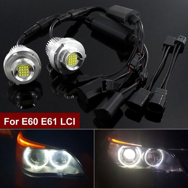 

2pcs 160w canbus angel eyes led marker lights white for 5-series e60 e61 lci halo ring light bulb headlight car styling