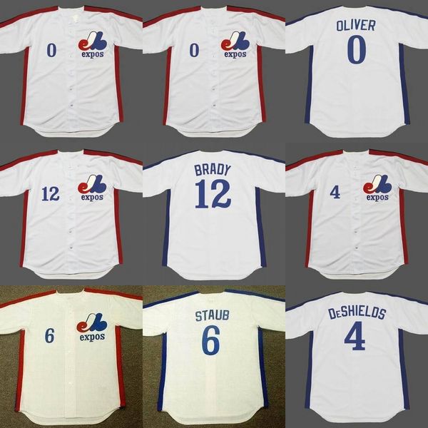 

мужские montreal expos # 0 al oliver # 4 demino deshields # 6 ржавый staub # 12 tom brady bareball jersey, Blue;black