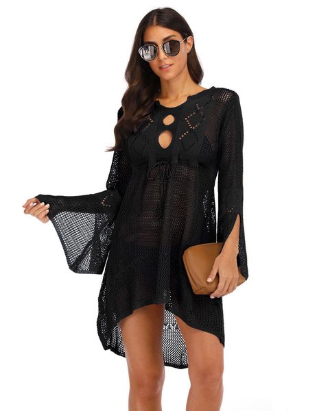 

2020 out crochet mini swimsuit cover ups the woman olbm, Black;gray