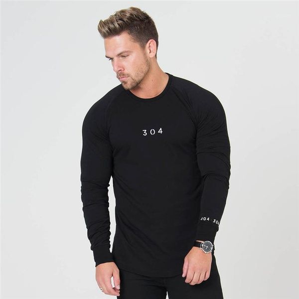 

2020 mens new fashion casual gyms slim 304 printing t-shirt men fitness bodybuilding brand stripe striped long sleeve tees 1, White;black